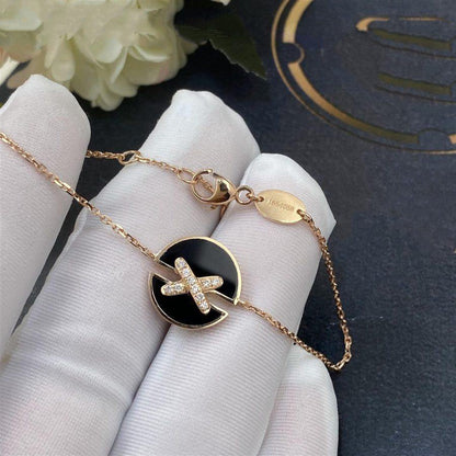 [Bling Jewelrys ]ONYX-ARMBANDSET ROSÉGOLD DIAMANT