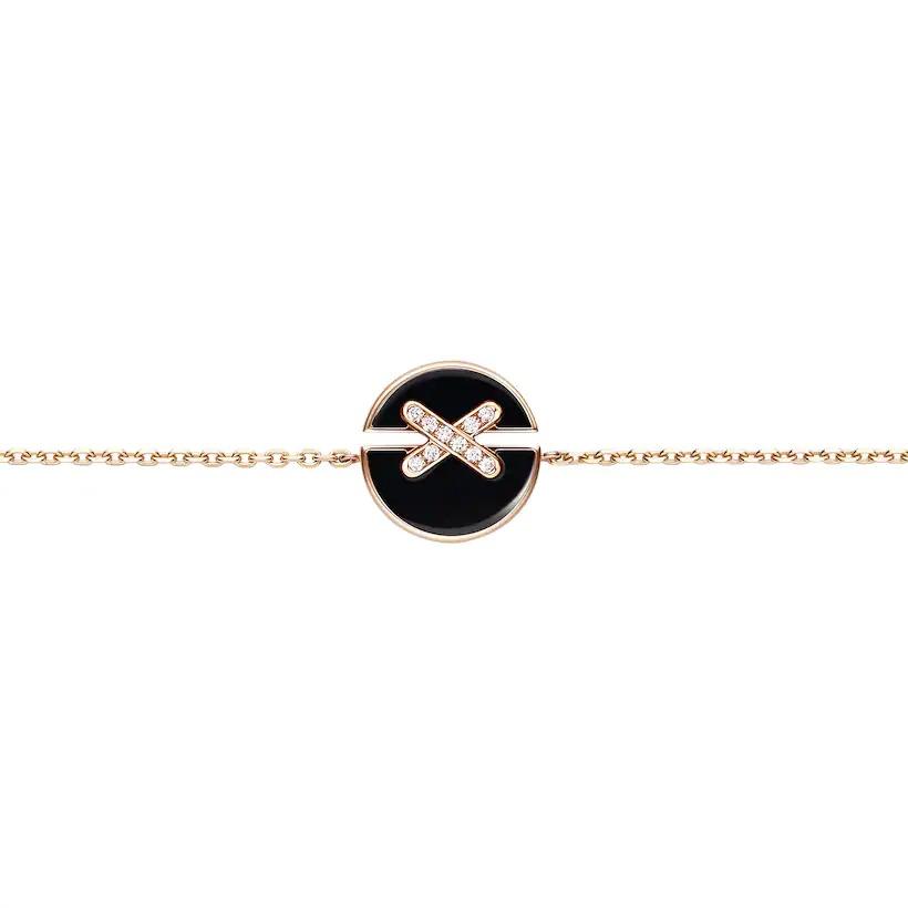 [Bling Jewelrys ]ONYX-ARMBANDSET ROSÉGOLD DIAMANT