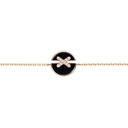 [Bling Jewelrys ]ONYX-ARMBANDSET ROSÉGOLD DIAMANT