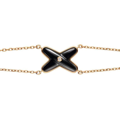 [Bling Jewelrys ]JEUX BRACELET ONYX PINK GOLD 1 DIAMOND