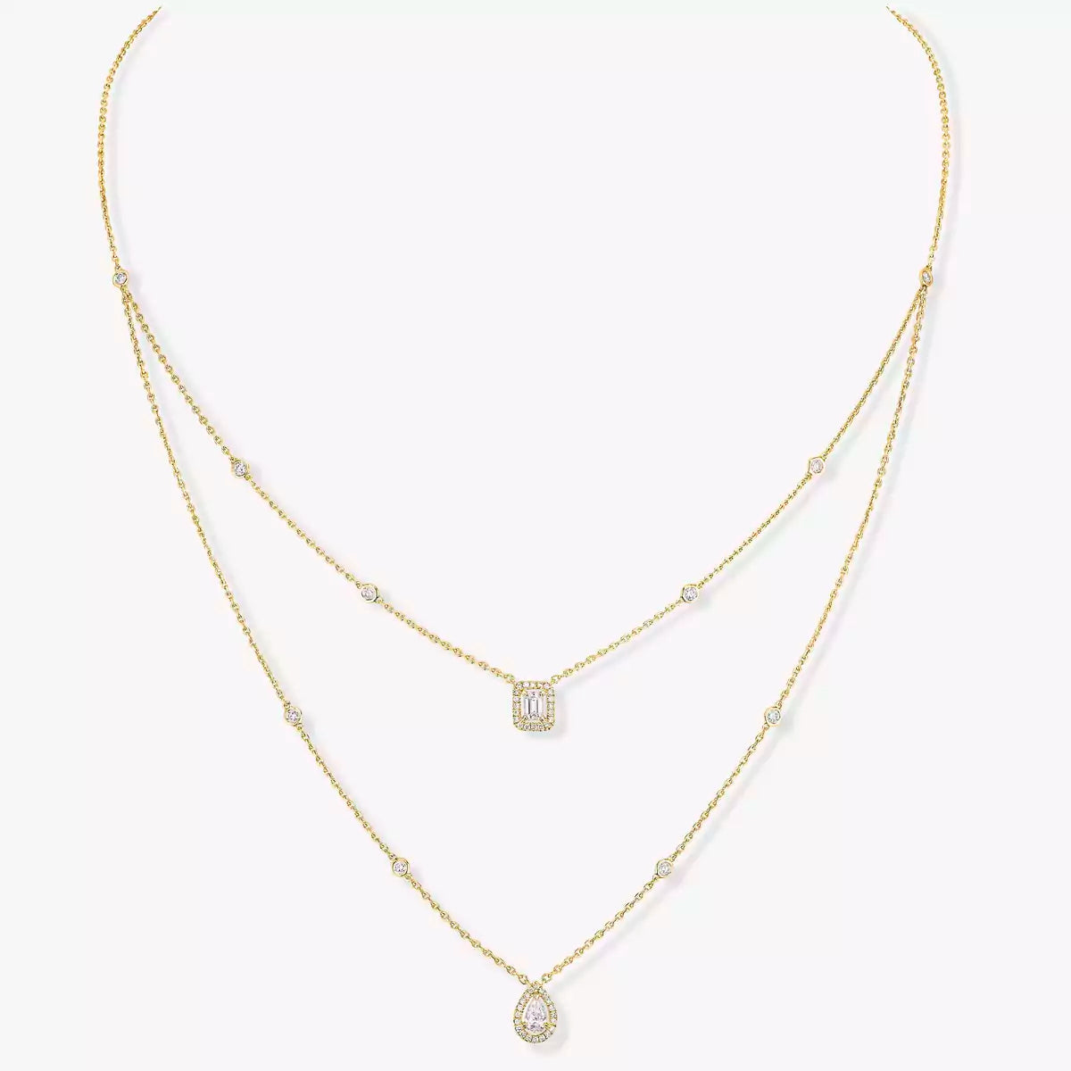 [Bling Jewelrys] Diamant-Halskette My Twin 2-reihig