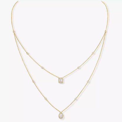 [Bling Jewelrys] Diamant-Halskette My Twin 2-reihig