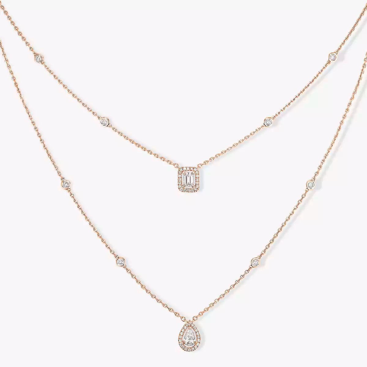 [Bling Jewelrys] Diamant-Halskette My Twin 2-reihig
