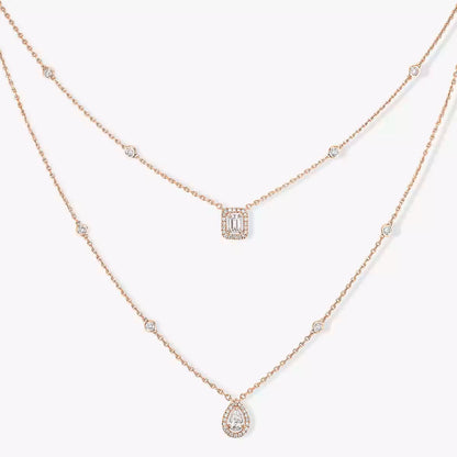 [Bling Jewelrys] Diamant-Halskette My Twin 2-reihig