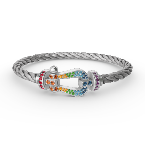 [Bling Jewelrys ]FORC LARGE HORSESHOE  COLORED DIAMOND BRACELET SILVER