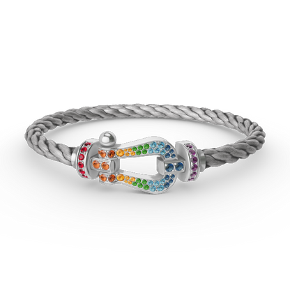 [Bling Jewelrys ]FORC LARGE HORSESHOE  COLORED DIAMOND BRACELET SILVER