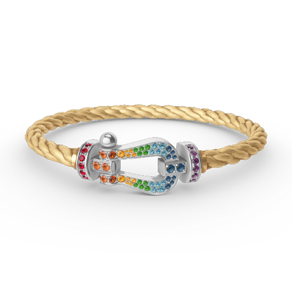 [Bling Jewelrys ]FORC LARGE HORSESHOE  COLORED DIAMOND BRACELET SILVER