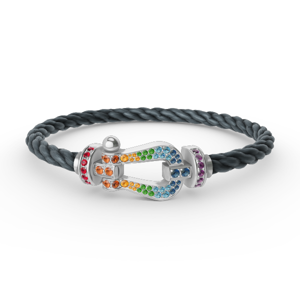 [Bling Jewelrys ]FORC LARGE HORSESHOE  COLORED DIAMOND BRACELET SILVER