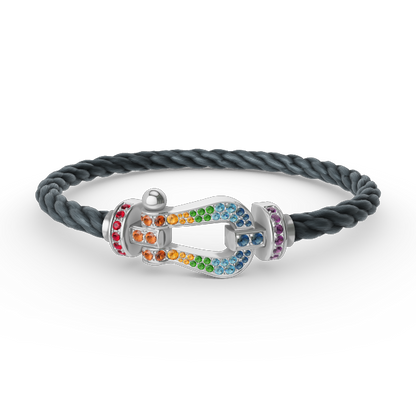 [Bling Jewelrys ]FORC LARGE HORSESHOE  COLORED DIAMOND BRACELET SILVER