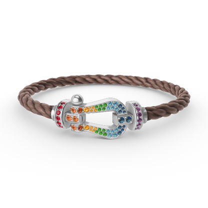 [Bling Jewelrys ]FORC LARGE HORSESHOE  COLORED DIAMOND BRACELET SILVER