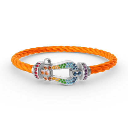 [Bling Jewelrys ]FORC LARGE HORSESHOE  COLORED DIAMOND BRACELET SILVER