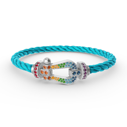 [Bling Jewelrys ]FORC LARGE HORSESHOE  COLORED DIAMOND BRACELET SILVER