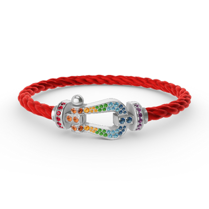 [Bling Jewelrys ]FORC LARGE HORSESHOE  COLORED DIAMOND BRACELET SILVER