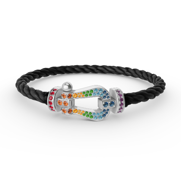 [Bling Jewelrys ]FORC LARGE HORSESHOE  COLORED DIAMOND BRACELET SILVER