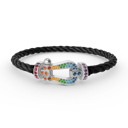 [Bling Jewelrys ]FORC LARGE HORSESHOE  COLORED DIAMOND BRACELET SILVER
