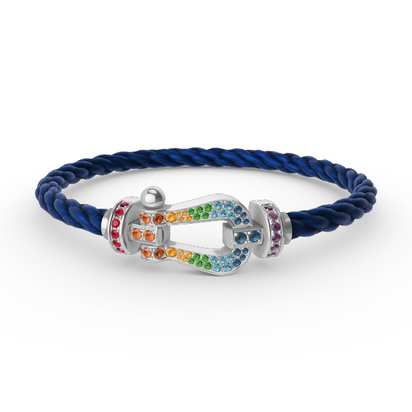 [Bling Jewelrys ]FORC LARGE HORSESHOE  COLORED DIAMOND BRACELET SILVER