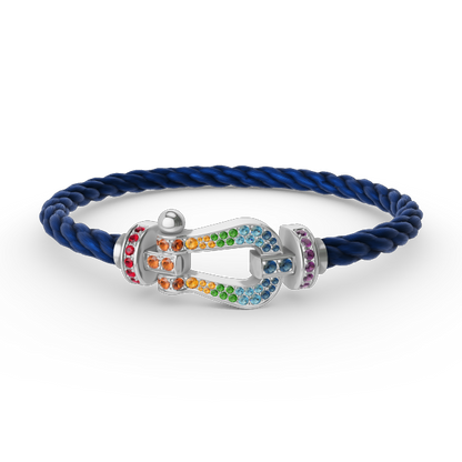 [Bling Jewelrys ]FORC LARGE HORSESHOE  COLORED DIAMOND BRACELET SILVER