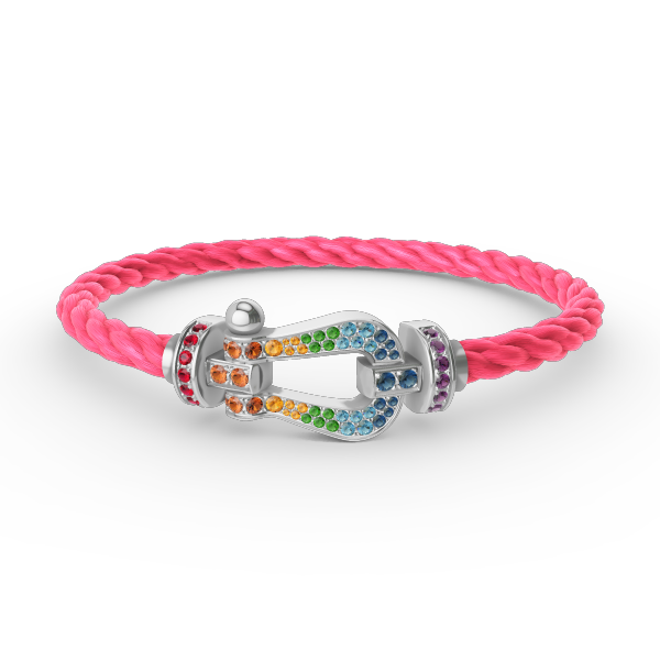 [Bling Jewelrys ]FORC LARGE HORSESHOE  COLORED DIAMOND BRACELET SILVER