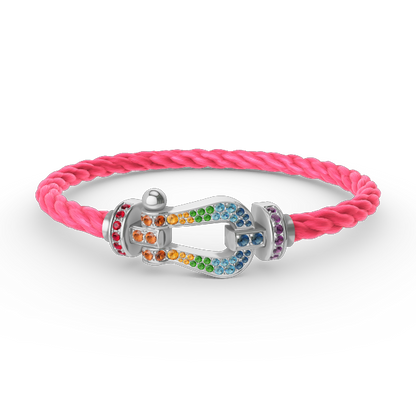 [Bling Jewelrys ]FORC LARGE HORSESHOE  COLORED DIAMOND BRACELET SILVER