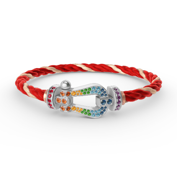 [Bling Jewelrys ]FORC LARGE HORSESHOE  COLORED DIAMOND BRACELET SILVER