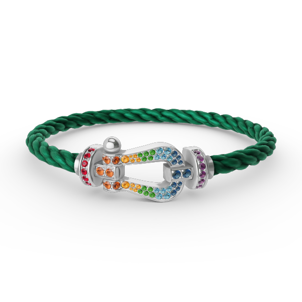 [Bling Jewelrys ]FORC LARGE HORSESHOE  COLORED DIAMOND BRACELET SILVER