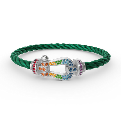 [Bling Jewelrys ]FORC LARGE HORSESHOE  COLORED DIAMOND BRACELET SILVER