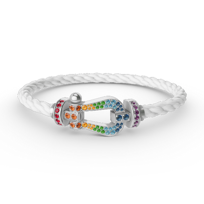 [Bling Jewelrys ]FORC LARGE HORSESHOE  COLORED DIAMOND BRACELET SILVER
