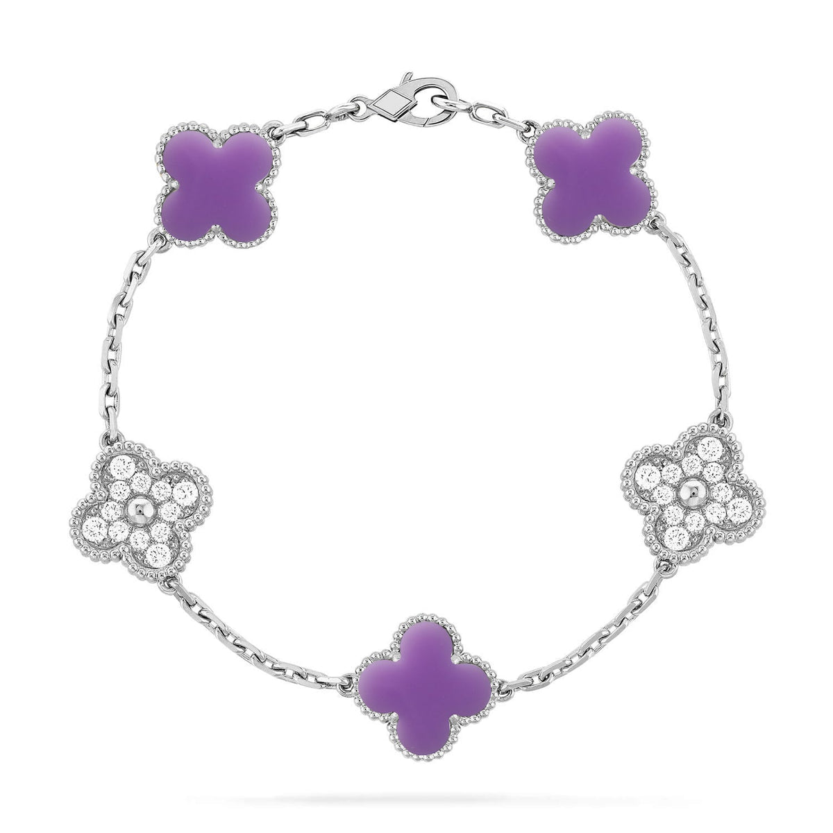 [Bling Jewelrys ]KLEEBLATT 5 MOTIV HELLVIOLETT ARMBAND KOLLEKTION