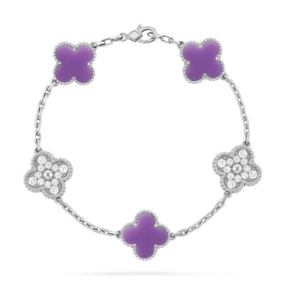 [Bling Jewelrys ]KLEEBLATT 5 MOTIV HELLVIOLETT ARMBAND KOLLEKTION