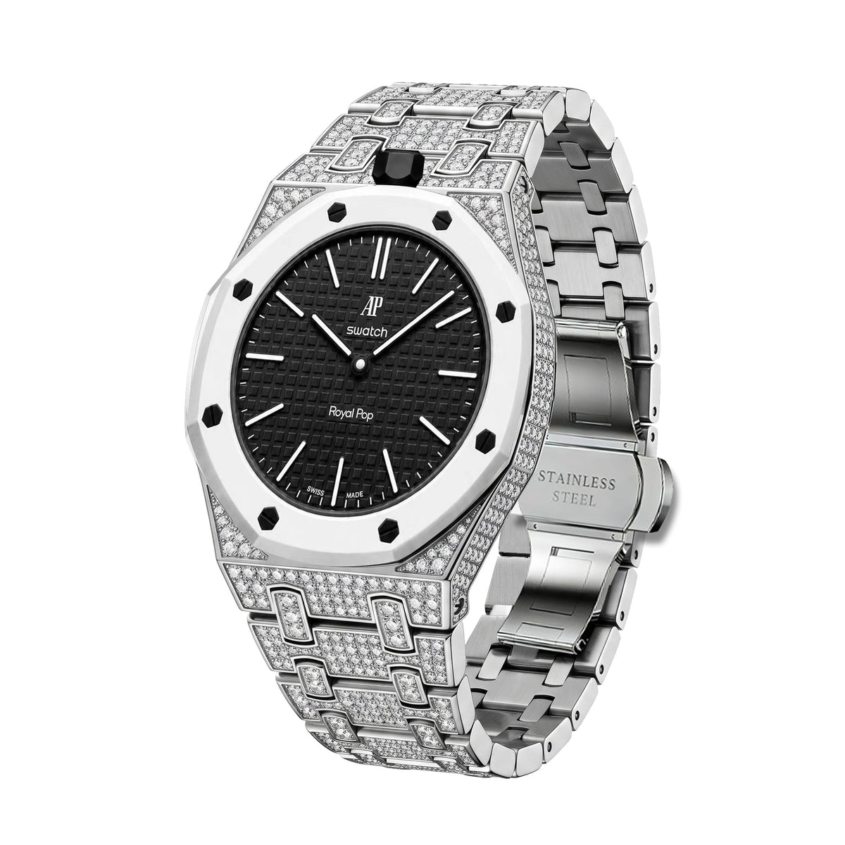[Bling Jewelrys]Royal Oak Pop Exclusive Bioceramic Case & Bioceramic Strap Full Diamond