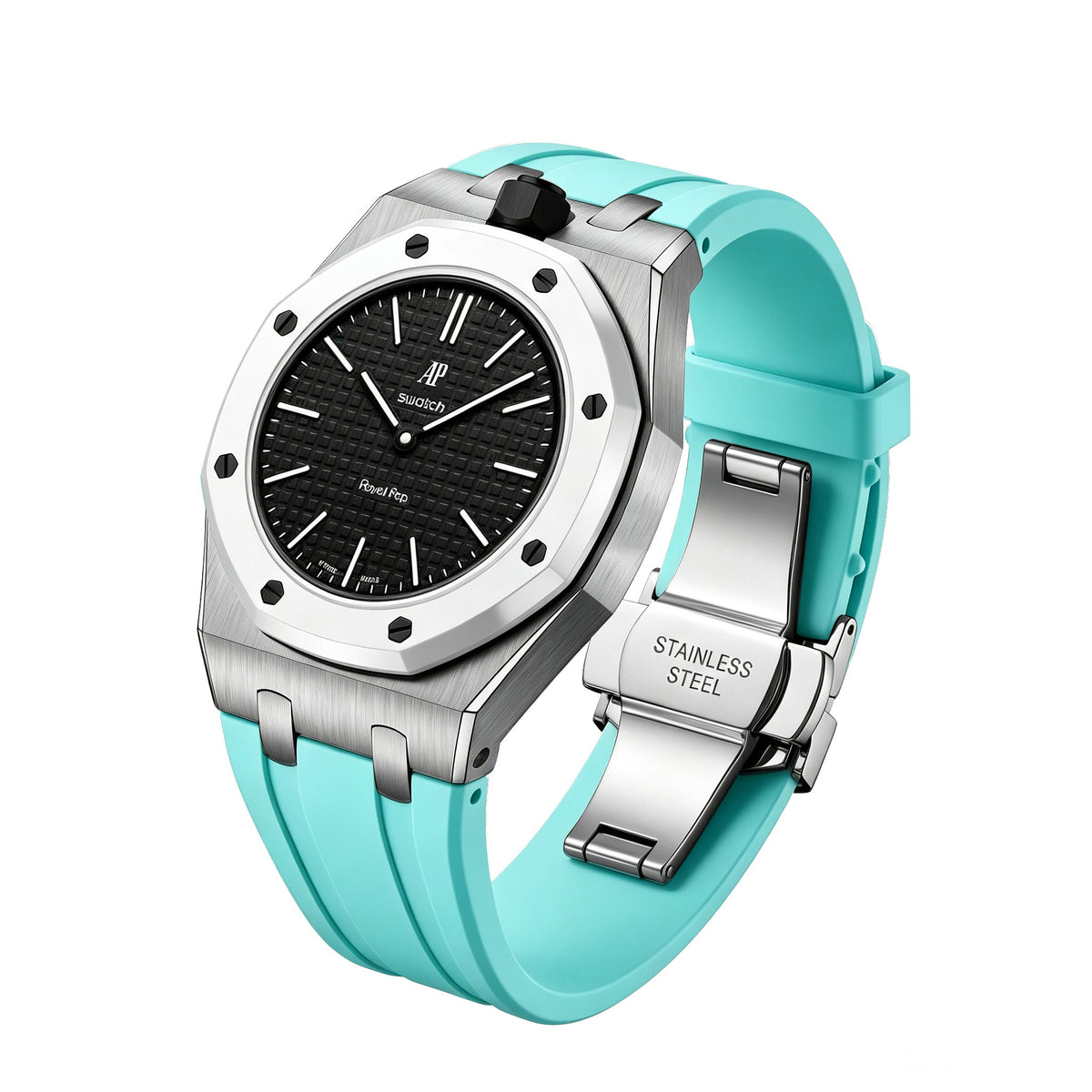 [Bling Jewelrys]Royal Oak Pop Exclusive Steel Case & Silicone Strap With Cradle