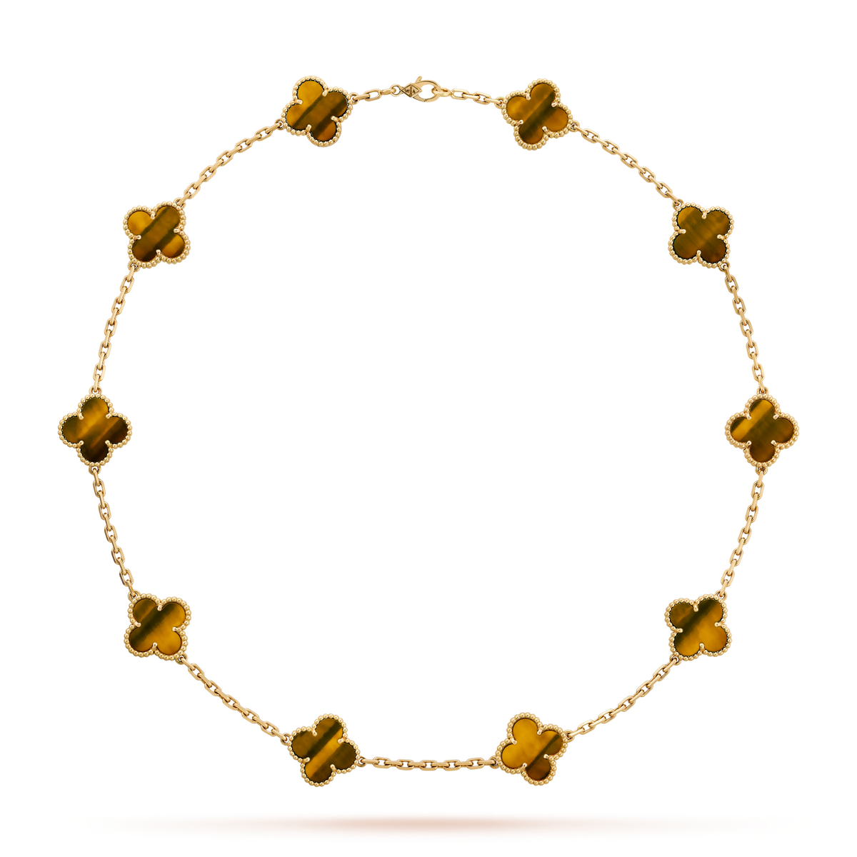 [Bling Jewelrys ]CLOVER 10 MOTIFS TIGER EYE NECKLACE