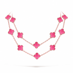 [Bling Jewelrys] NEW CLOVER 20 MOTIFS PINK ENAMEL NECKLACE