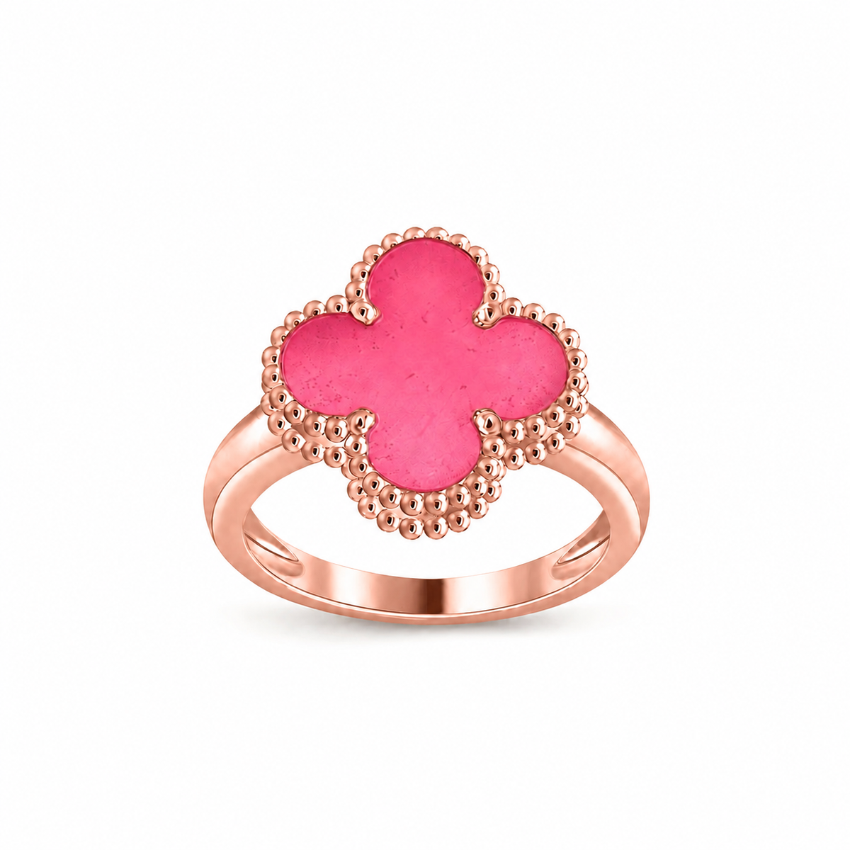 [Bling Jewelrys]NEUE KLEEBATT-RINGE MIT ROSA EMAILLE
