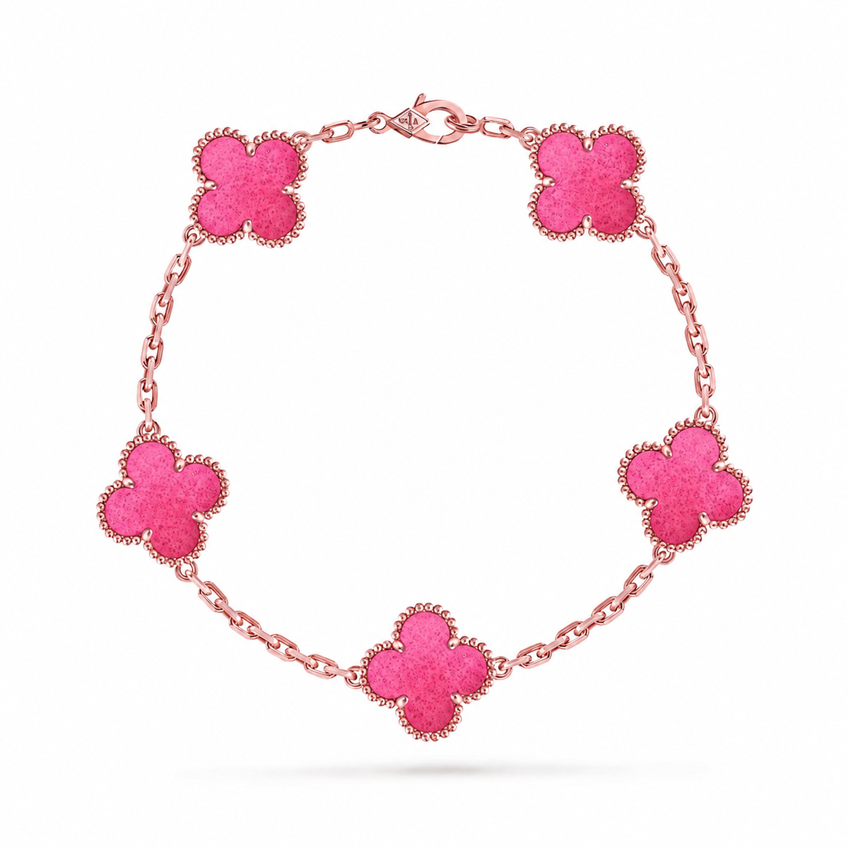 [Bling Jewelrys]NEW CLOVER 5 MOTIFS PINK ENAMEL BRACELET