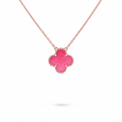 [Bling Jewelrys] NEUE KLEEBLATT-HALSKETTE 15MM ROSA EMAILLE