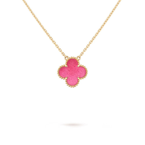 [Bling Jewelrys] NEUE KLEEBLATT-HALSKETTE 15MM ROSA EMAILLE