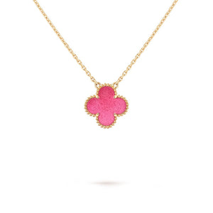 [Bling Jewelrys] NEUE KLEEBLATT-HALSKETTE 15MM ROSA EMAILLE
