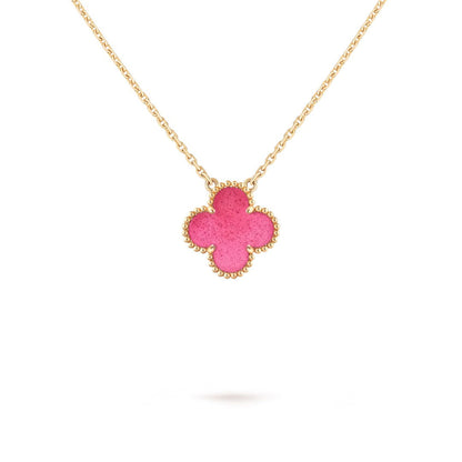 [Bling Jewelrys] NEUE KLEEBLATT-HALSKETTE 15MM ROSA EMAILLE