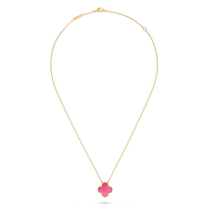 [Bling Jewelrys] NEUE KLEEBLATT-HALSKETTE 15MM ROSA EMAILLE