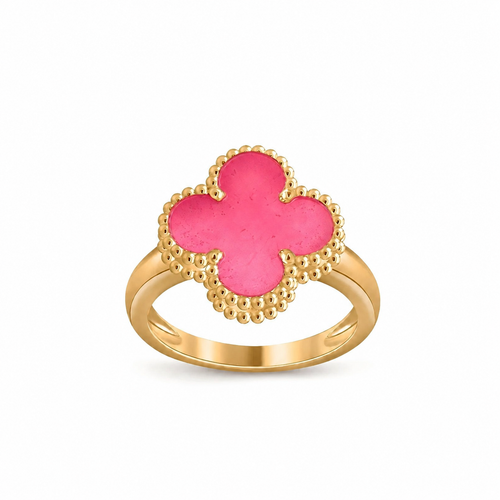 [Bling Jewelrys]NEUE KLEEBATT-RINGE MIT ROSA EMAILLE