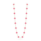 [Bling Jewelrys] NEW CLOVER 20 MOTIFS PINK ENAMEL NECKLACE