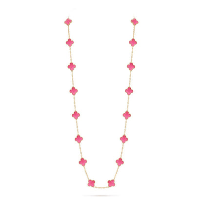 [Bling Jewelrys] NEW CLOVER 20 MOTIFS PINK ENAMEL NECKLACE