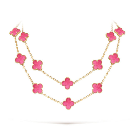 {
  "Bling Jewelrys": "NEUE KLEEBLATT-HALSKETTE MIT 20 MOTIVEN UND ROSA EMAILLE"
}