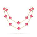 [Bling Jewelrys] NEW CLOVER 20 MOTIFS PINK ENAMEL NECKLACE