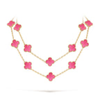 [Bling Jewelrys] NEW CLOVER 20 MOTIFS PINK ENAMEL NECKLACE
