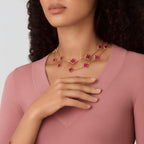 [Bling Jewelrys] NEW CLOVER 20 MOTIFS PINK ENAMEL NECKLACE
