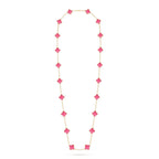 [Bling Jewelrys] NEW CLOVER 20 MOTIFS PINK ENAMEL NECKLACE
