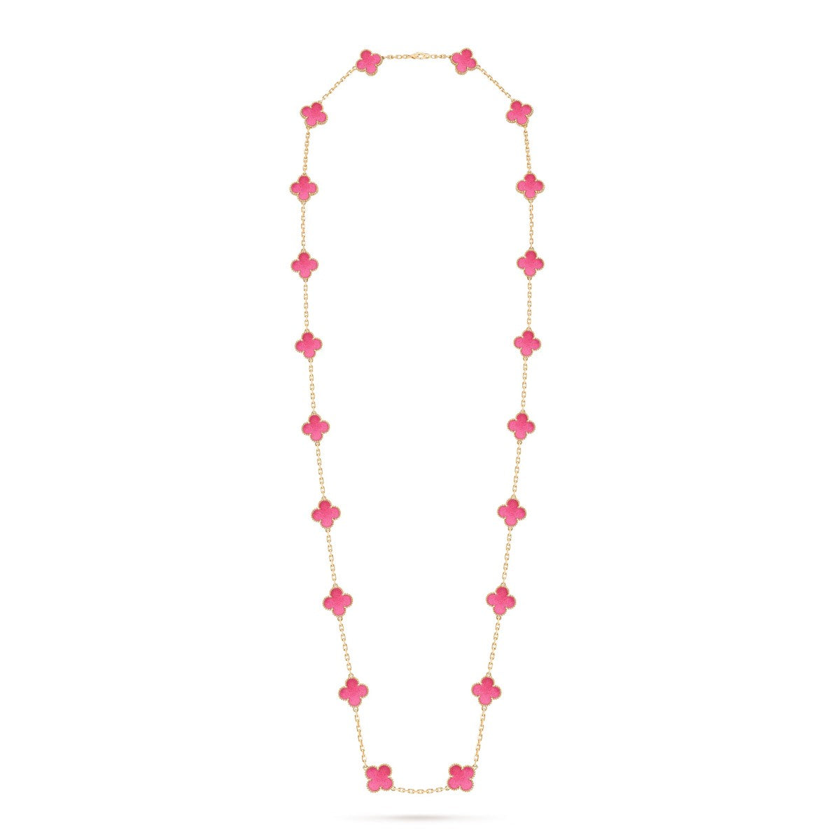 [Bling Jewelrys] NEW CLOVER 20 MOTIFS PINK ENAMEL NECKLACE