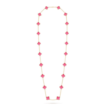 [Bling Jewelrys] NEW CLOVER 20 MOTIFS PINK ENAMEL NECKLACE